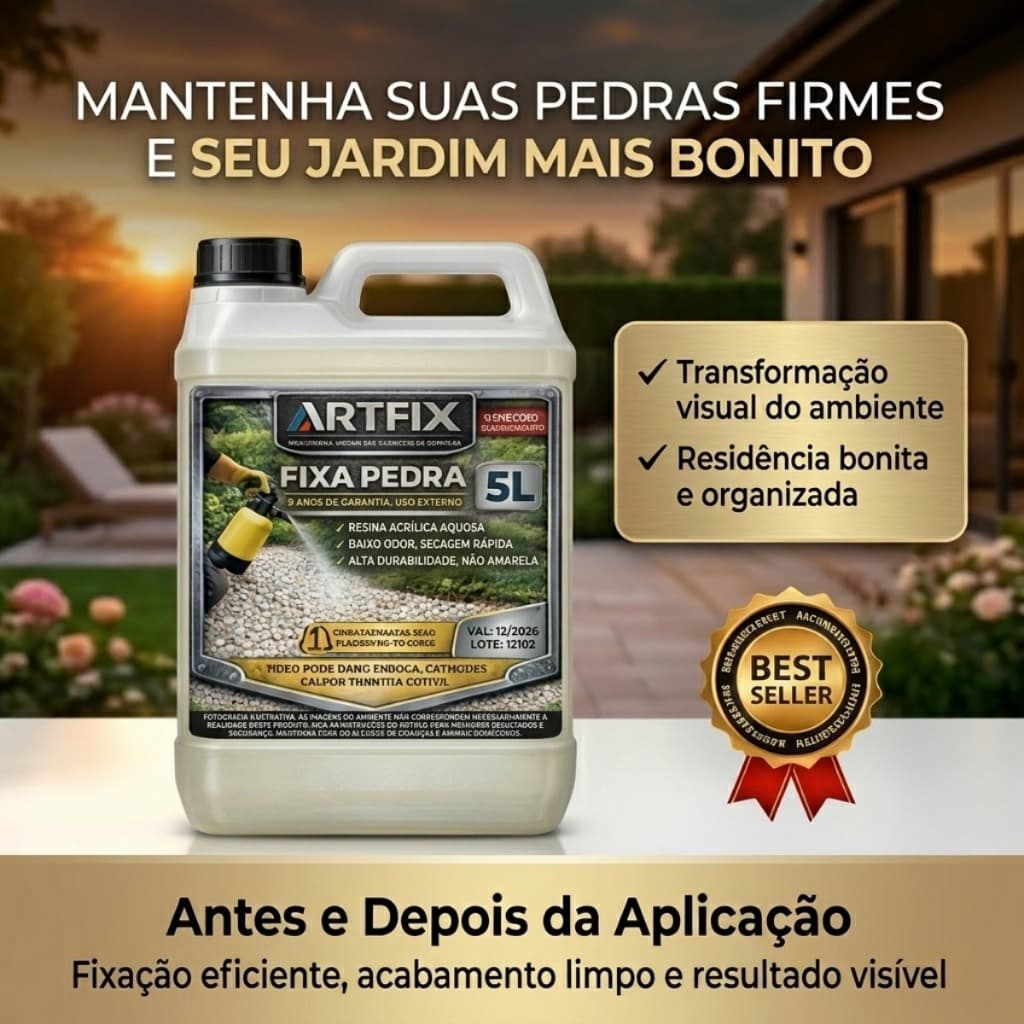 Fixador De Pedras Artfix 5L Base Água Alta Fixação Para Brita Seixo Granilha E Jardins