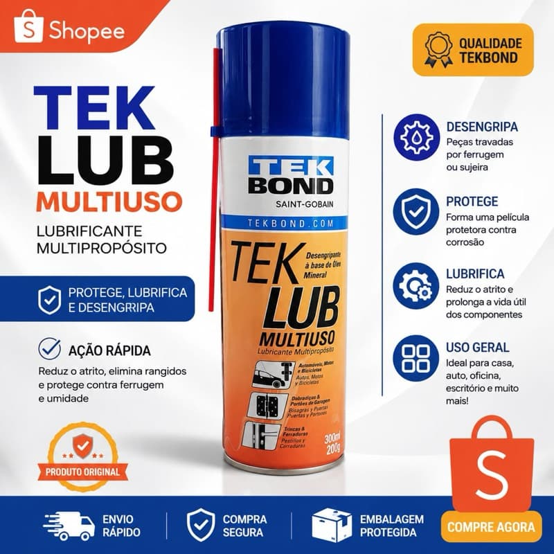 Tek Lub Multiuso Desengripante Lubrificante Tekbond Spray 300ml Original WD Similar