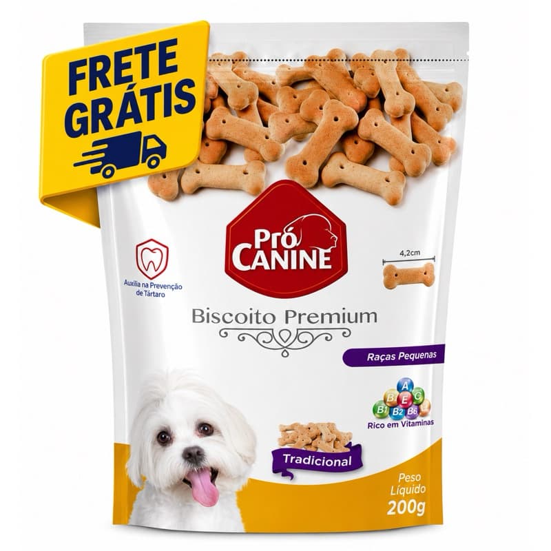Petisco Biscoito Para Cachorro Raças Pequenas Pró Canine Premium 200g Petisco Rico Em Vitaminas