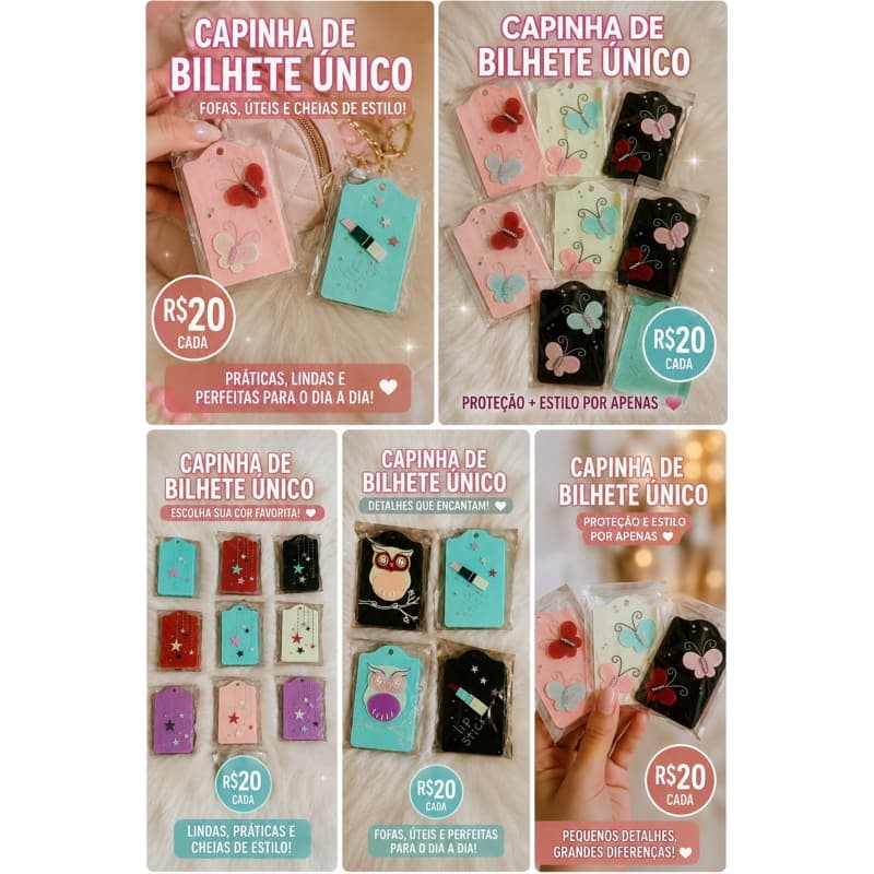 uma capinha de bilhete único novos modelos lindos chegou novidades