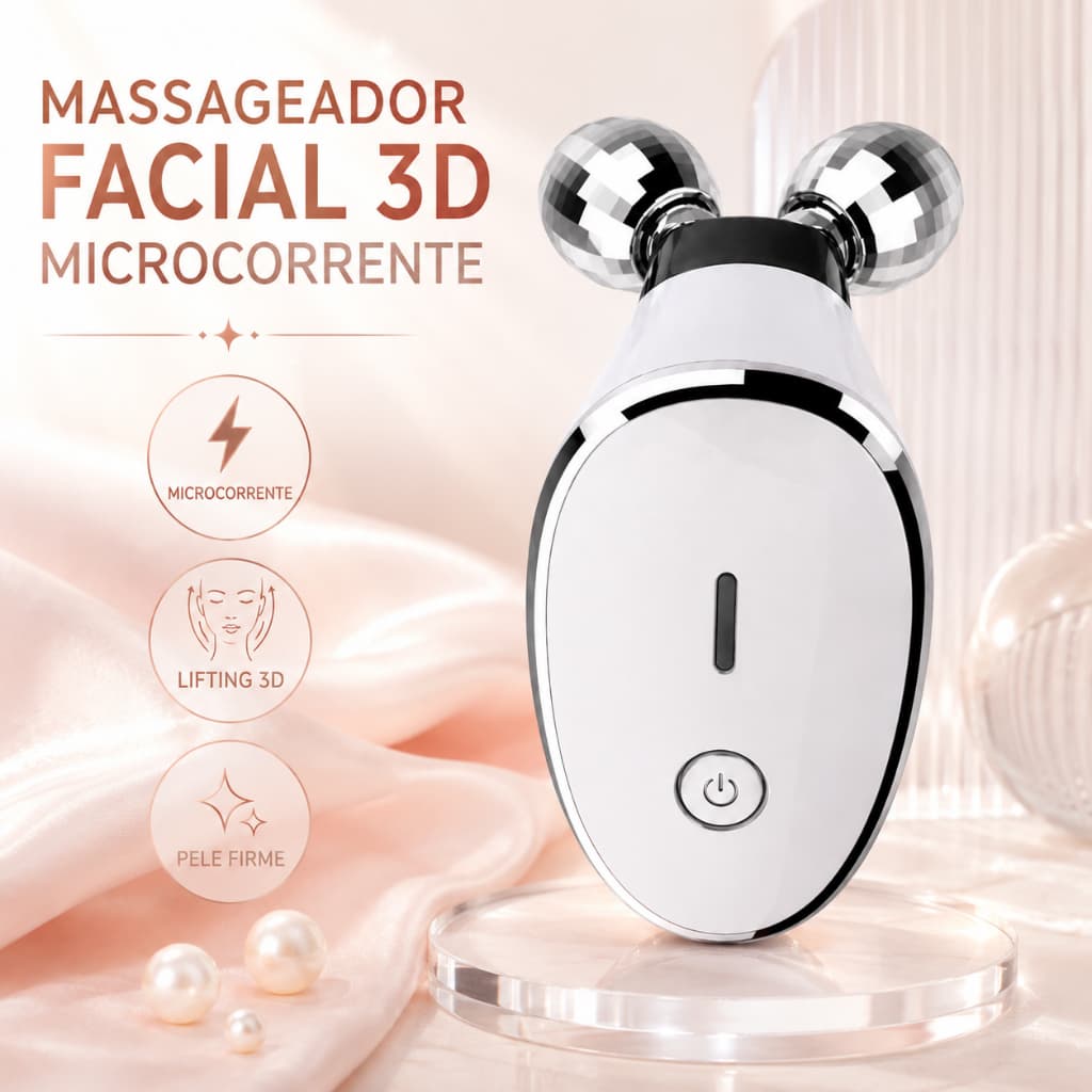 Massageador Facial com Microcorrente 3D Lifting Facial Reduz Inchaço Define Mandíbula USB