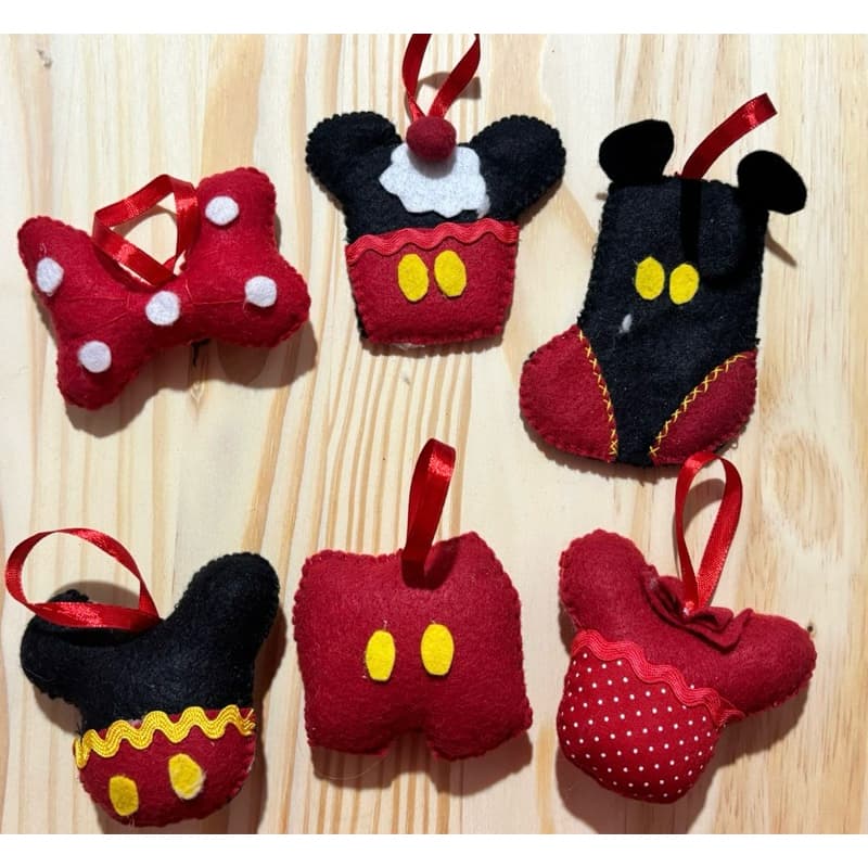 enfeite Feltro mickey e minnie natal