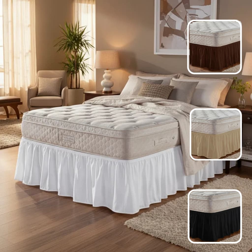 Saia Para Cama Box Casal Com Elástico Ajustável Poliéster Proteção Durabilidade Cores Variadas