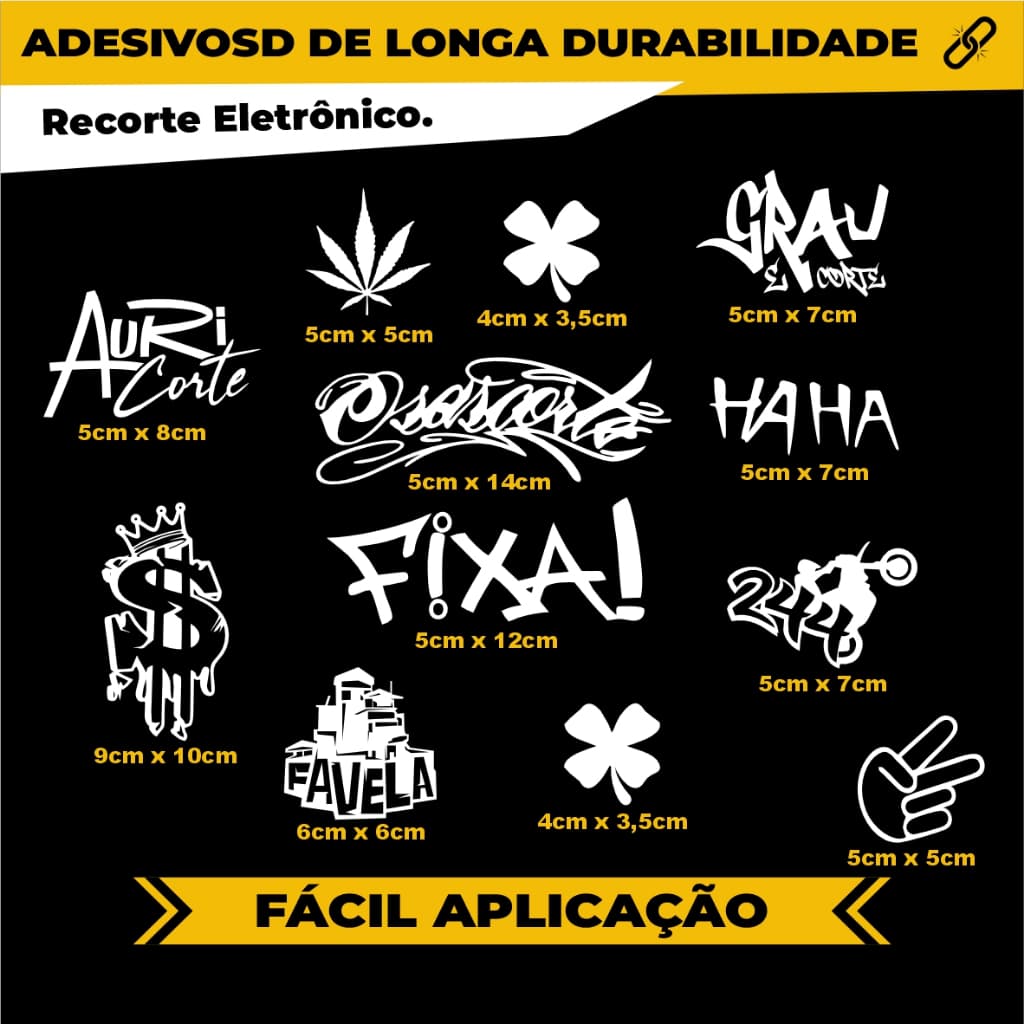 cartela adesivos para bike capacete moto e carros