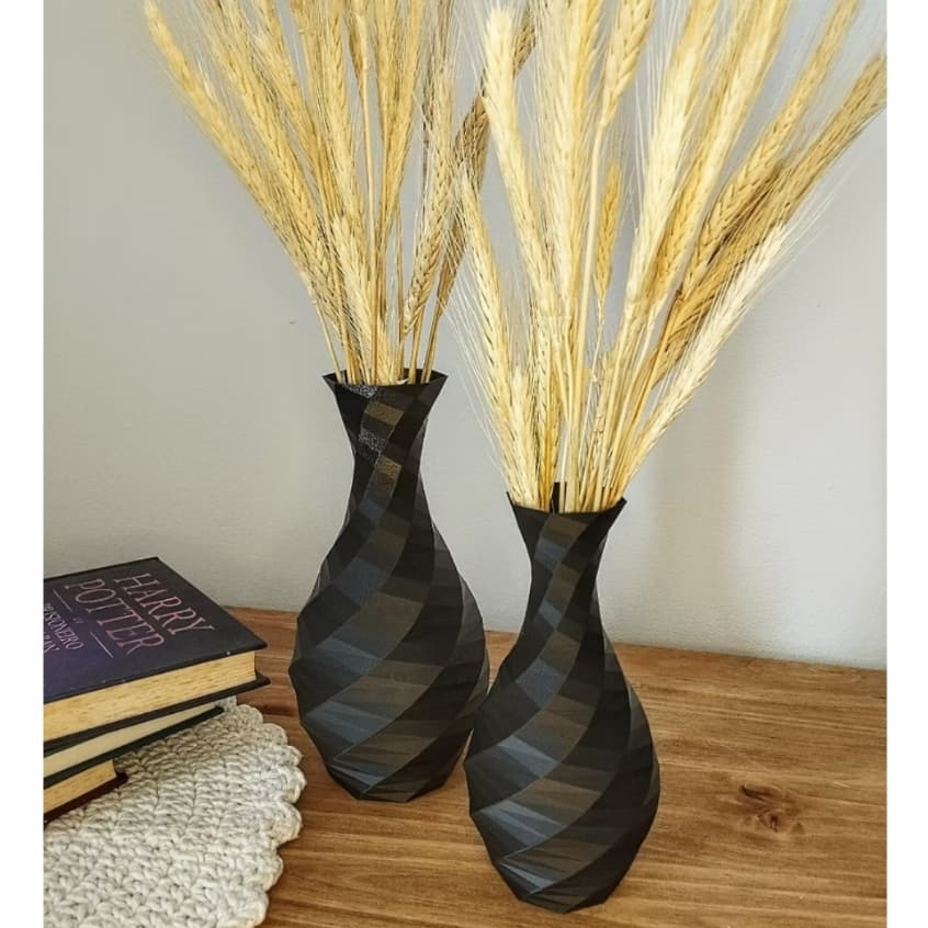 Kit 2 Vasos Decorativos Moderno Espiral 3D Luxo Elegante Ambiente Casa Sala Mesa Cozinha Escritório