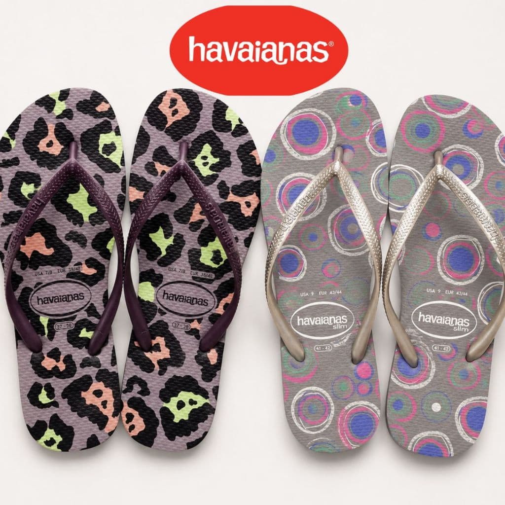 Chinelo Feminino Slim Animals 4142 Numeração Especial Animal Print Confortável Numeração Grande