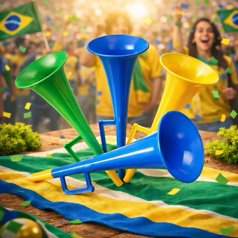 Corneta Som Alto | 45cm | Unidade | Seleção Brasileira, Copa Do Mundo, Jogos, Futebol, Verde, Amarelo E Azul, Vuvuzela