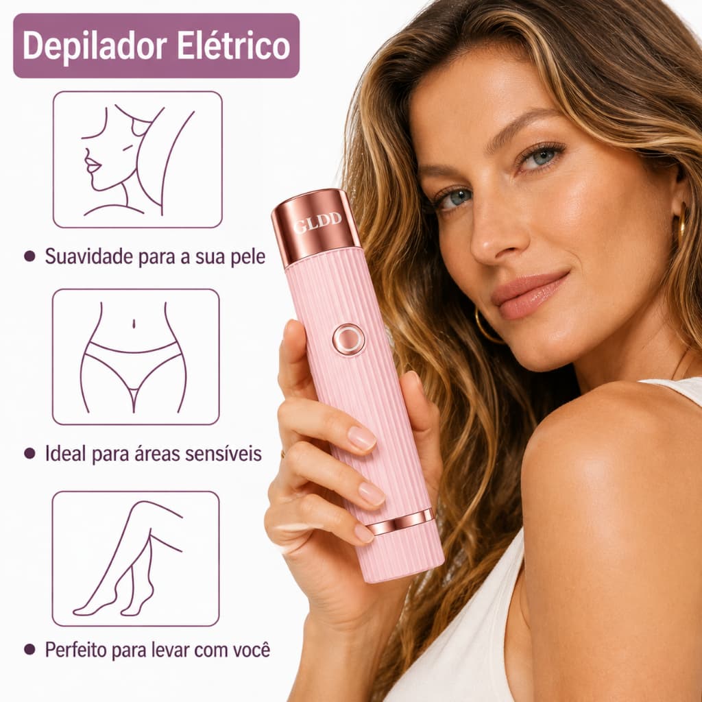 100% Importado Depilador Eletrico Feminino Recarregável Removedor De Pelos Navalha Dupla- Envio rápido