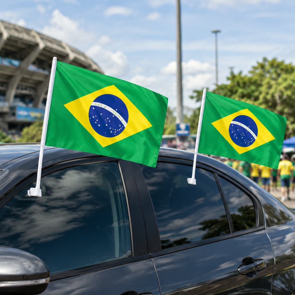 Kit 2 Bandeiras Do Brasil Para Vidro De Carro 28x20 Veículos