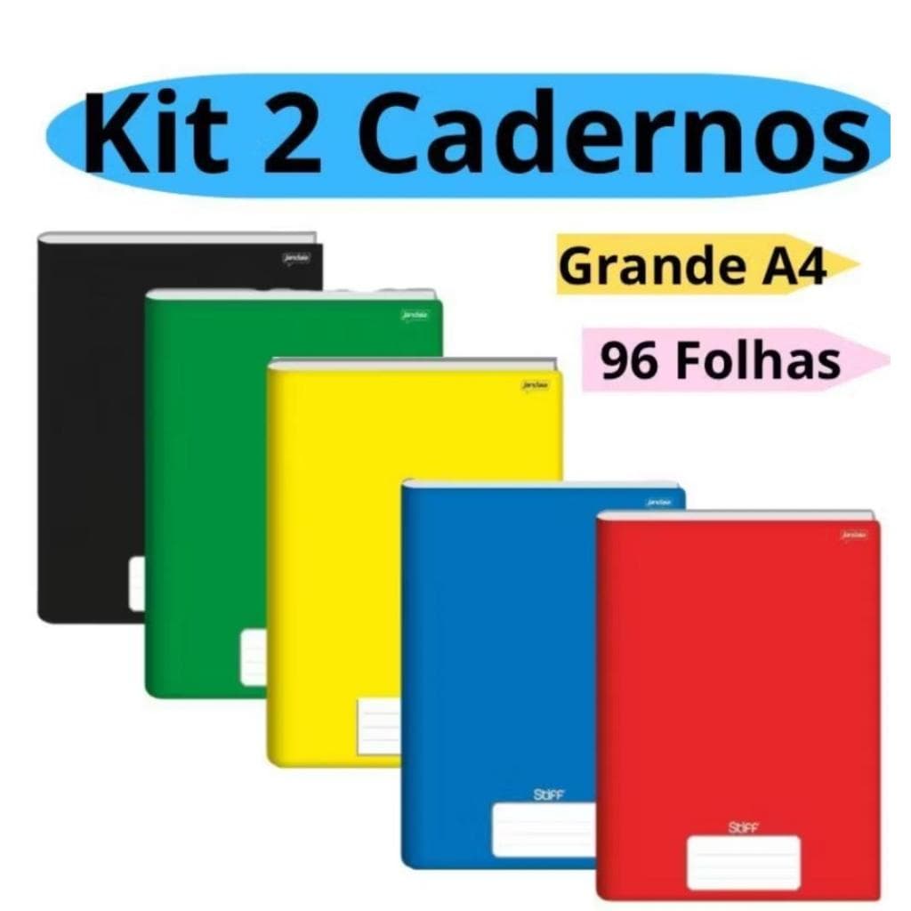 KIT 2 Cadernos Brochura 96 Fls Pautado Capa Dura - Stiff