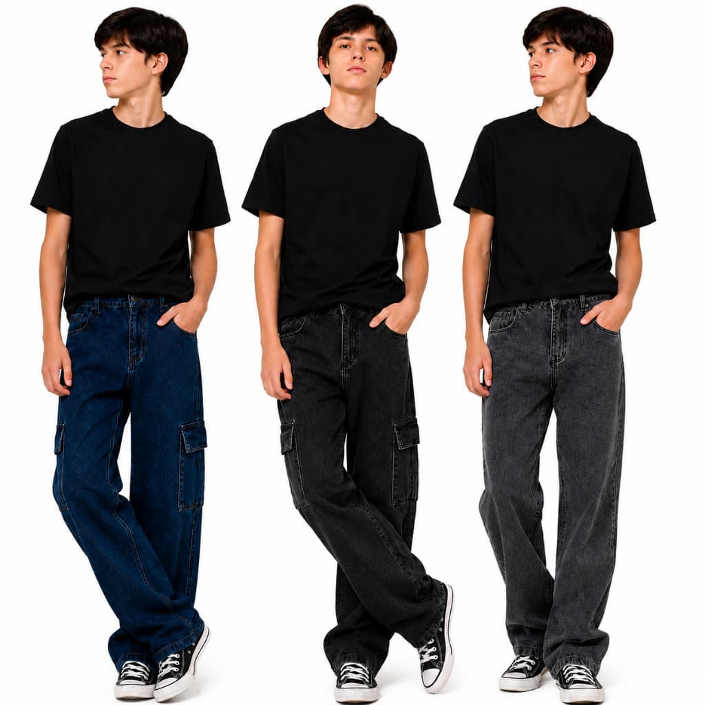 Calça de menino cargo, reta, slim, balão, jeans sarja e marmorizada premium com elastano
