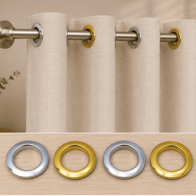 Kit Ilhós Cortina Redondo 10 Unidades 45mm Plástico Encaixe Fácil Sem Prensa Varão