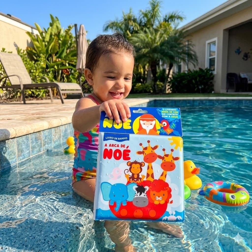 Livro de Banho Emborrachado A Arca de Noé Muda de Cor com Água Brinquedo Educativo para Bebês