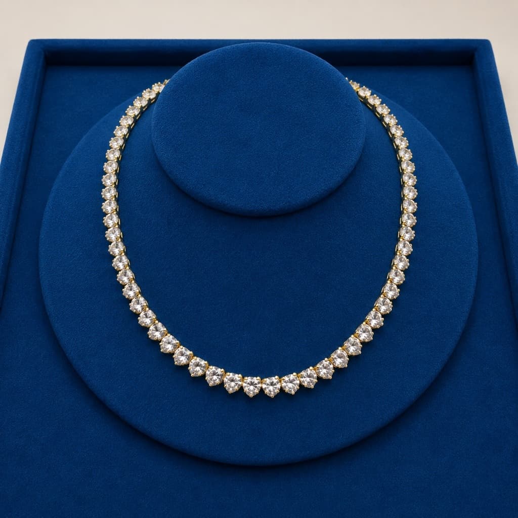COLAR RIVIERA CORAÇÃO ZIRCÔNIA DOURADO - Folheado a Ouro 18k