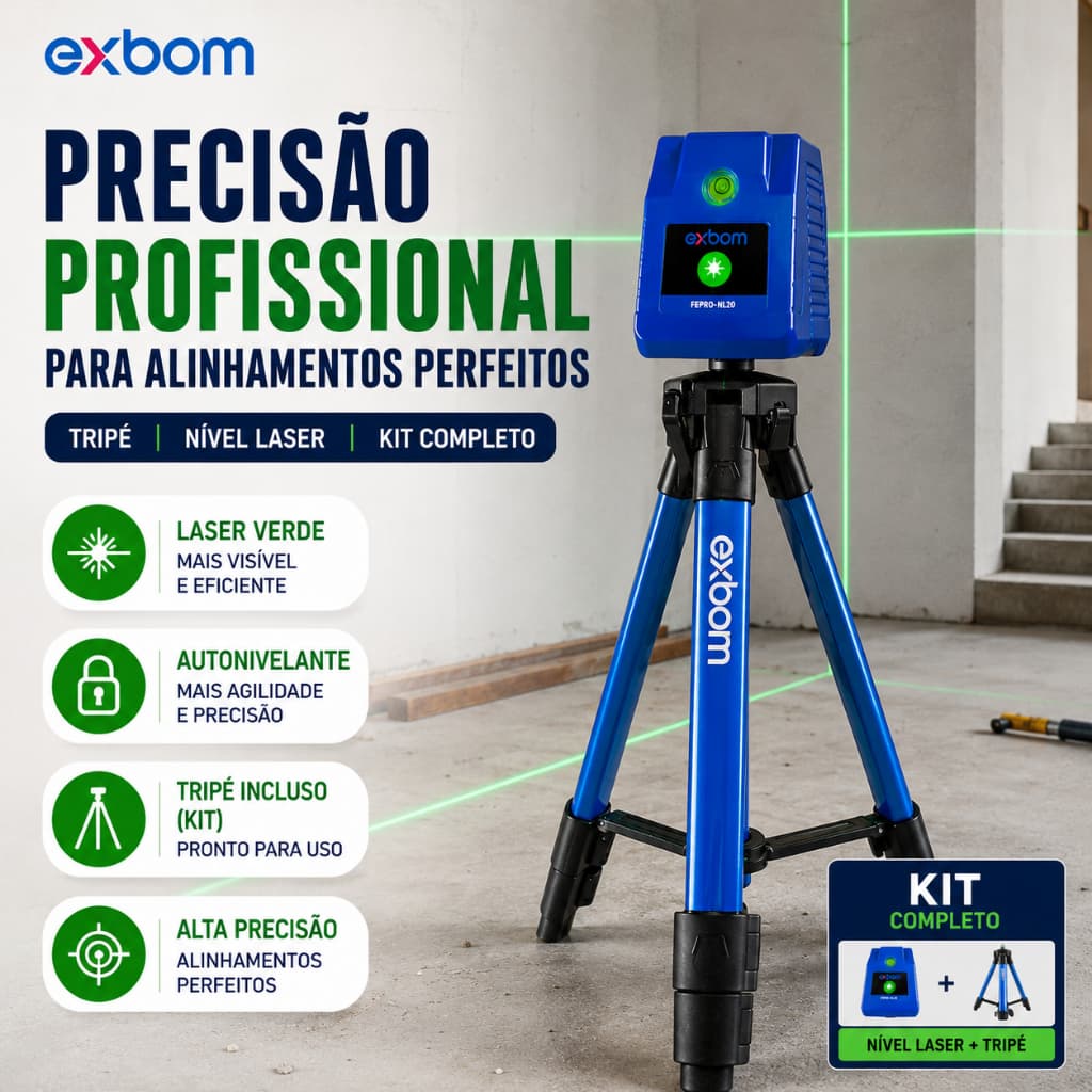 Nível Laser Verde Autonivelante 3D Profissional Com Tripé Opcional