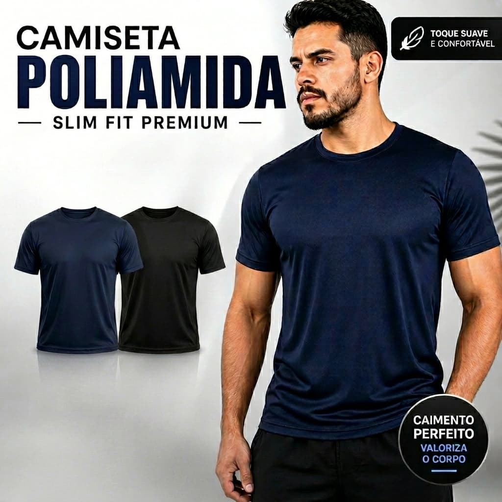 Kit Camiseta Masculina Poliamida Dry Fit Premium Não Amassa Secagem Rápida Leve e Confortável Academia Fresca