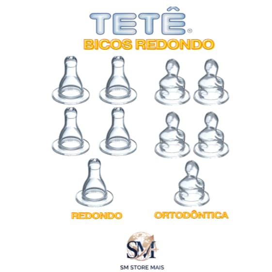 Kit 5 Unidades Bicos De Mamadeira Universal 100% Silicone Bico Ortodôntico (Chato) E Redondo