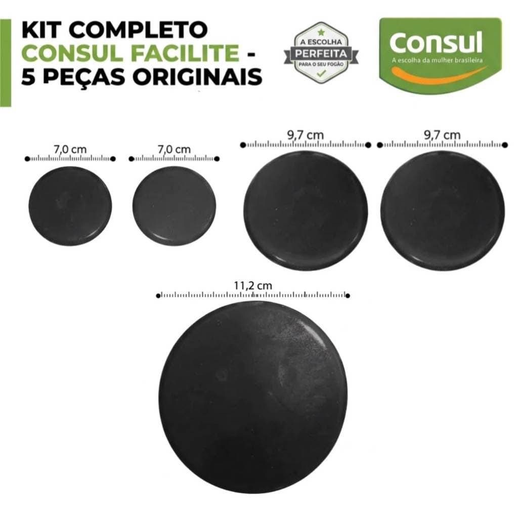 Kit Espalhadores e Tampas Fogão Consul Facilite 4 5 6 Bocas Compatível