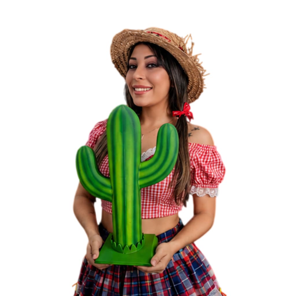 Cacto Decorativo Festa Junina Arraiá São João Colorido Enfeite Temático para Decoração