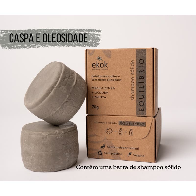 Shampoo sólido para cabelos oleosos - controla a oleosidade, melhora a caspa, a coceira e a dermatite 70g