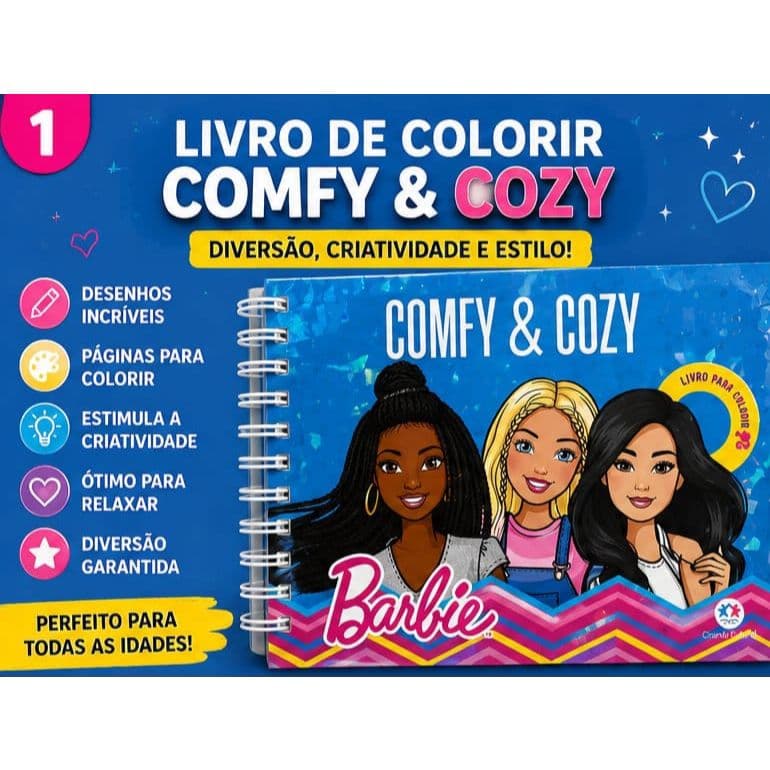 Livro de Colorir Barbie Capa Dura – Desenhos para Pintar Infantil Criativo