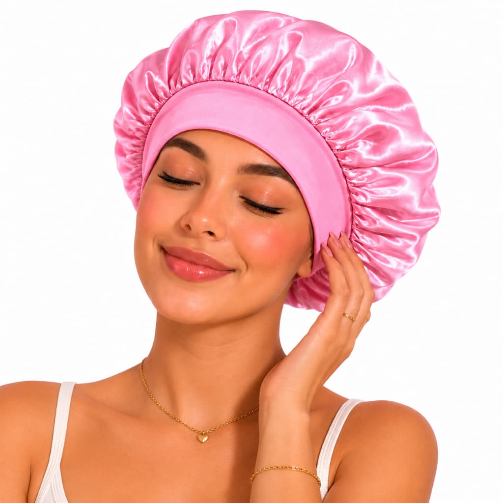 Touca de Cetim AntiFrizz com Faixa-  proteção noturna para todos os tipos de cabelo
