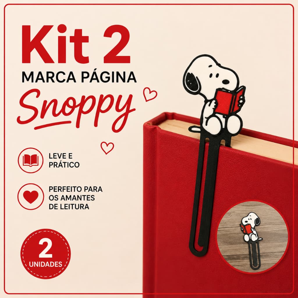 Marcador de Páginas Snoopy KiT com 2 marcadores