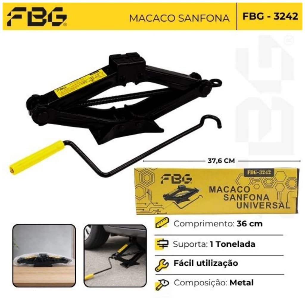 Macaco Sanfona Universal Para Carros Até 1 Tonelada