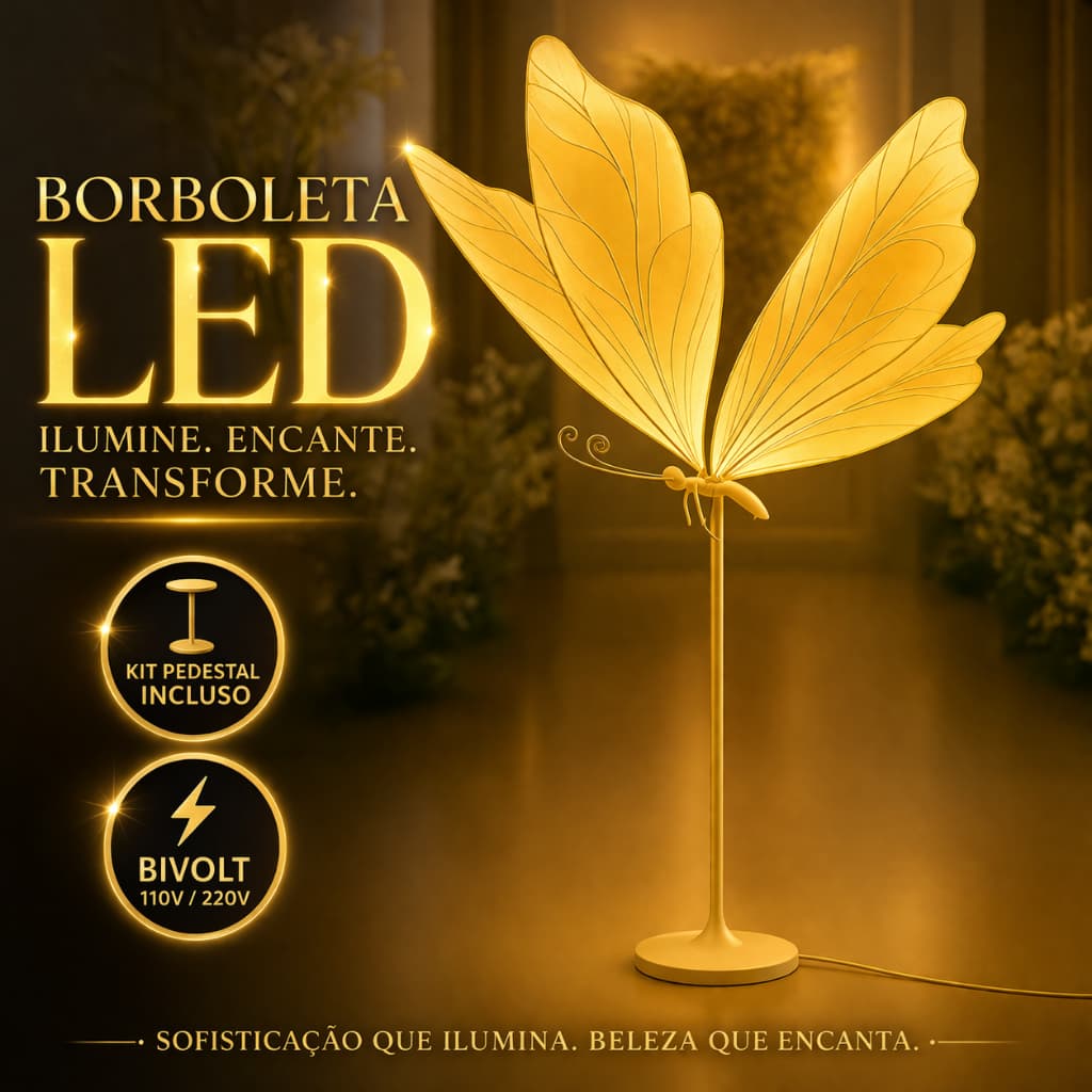 Borboleta Led Decorativa Butterfly Star Premium 60cm Bivolt Premium