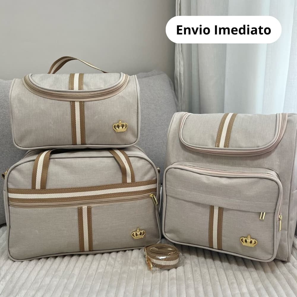 Kit Bolsa Maternidade 03 peças Classic Bege