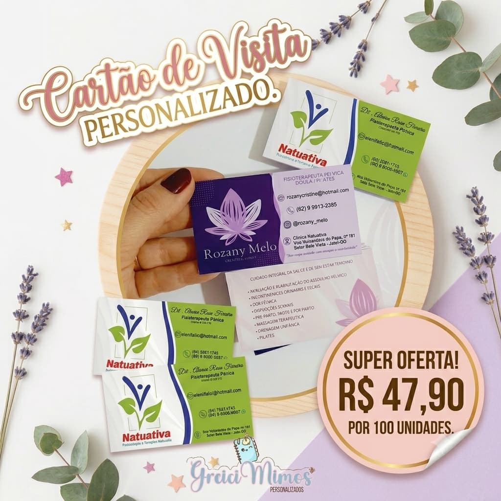Cartões de Visita / Cartão fidelidade Personalizado Frente e Verso - 100 UNIDADES