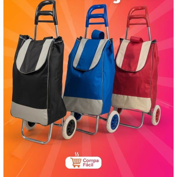 🛒Carrinho de Feira Mercado Multiuso Dobrável com Bolsa-Rodas Reforçadas Sortida bolsa A57xL36xC16cm