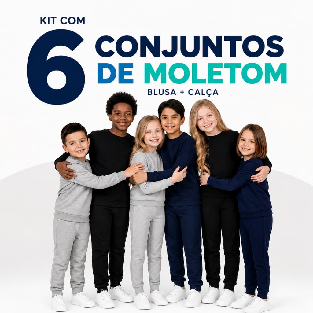 Kit 6 Conjunto Blusa Calça Moletom Flanelado Frio Menino Menina