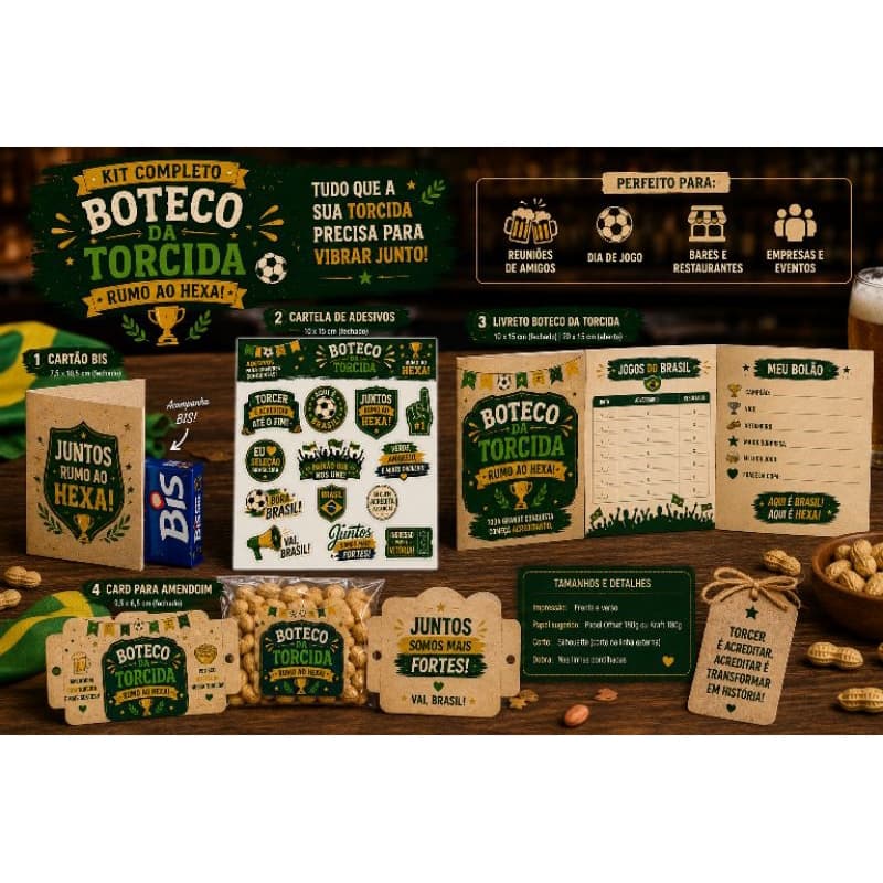 Kit Copa do Mundo Completo Futebol Torcida Brasil Lembrancinha
