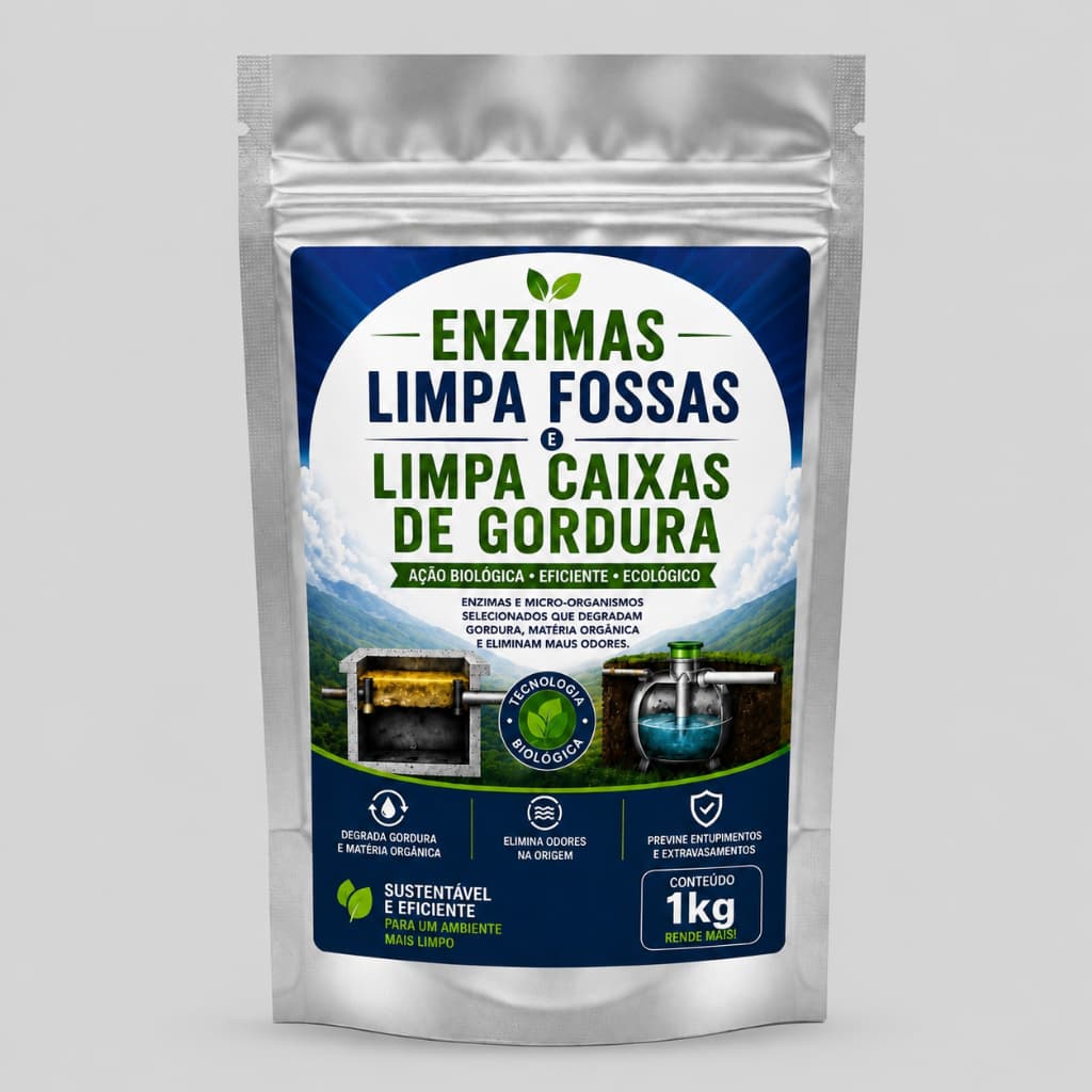 Enzima Biodegradador Limpa Fossa Caixas De Gordura Desentupidor 1Kg