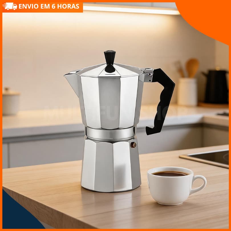 Cafeteira Italiana Moka Alumínio 6 Xícaras Inoxidável Premium Cafeteira Espresso Manual Portátil Luxo Express Cozinha