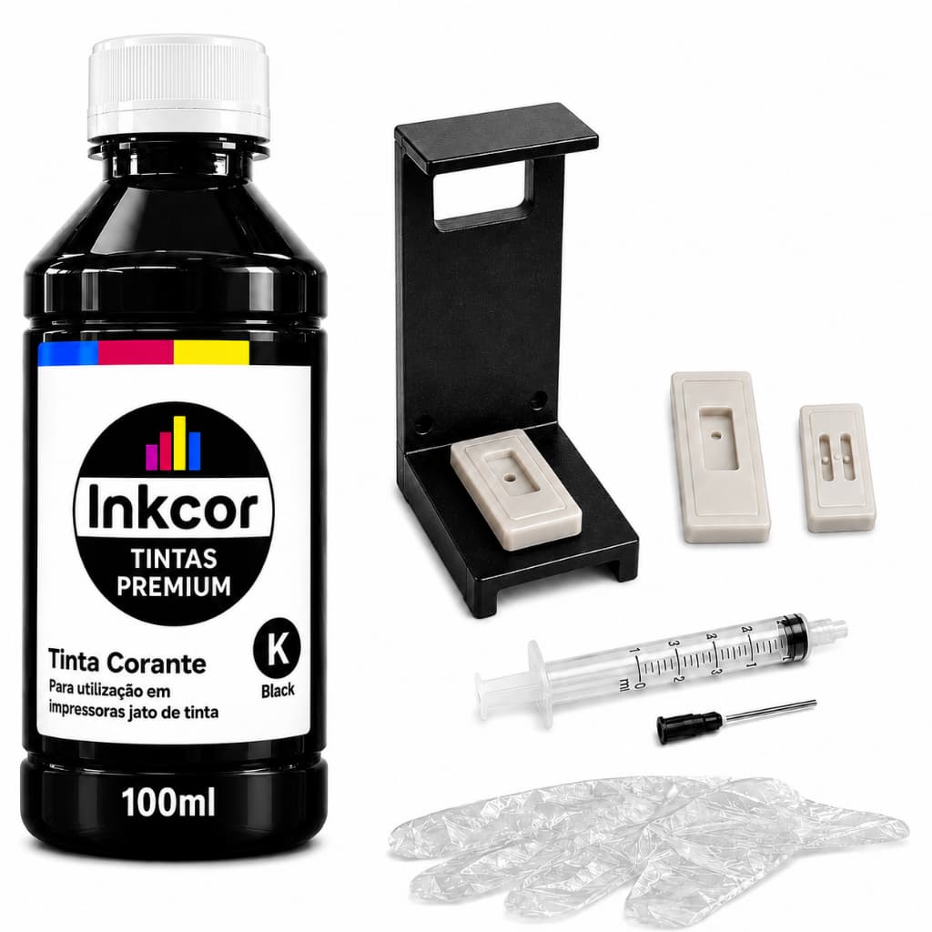 Tinta Inkcor para Recarga de Cartuchos Compativel com Impressora HP Cartucho 662 667 664 668 60 92