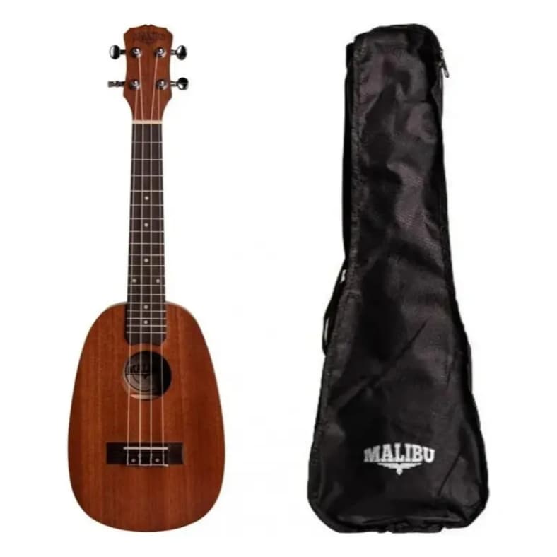 Ukulele Abacaxi Concert Sapele Natural Malibu 23 C/ Capa Cor Marrom