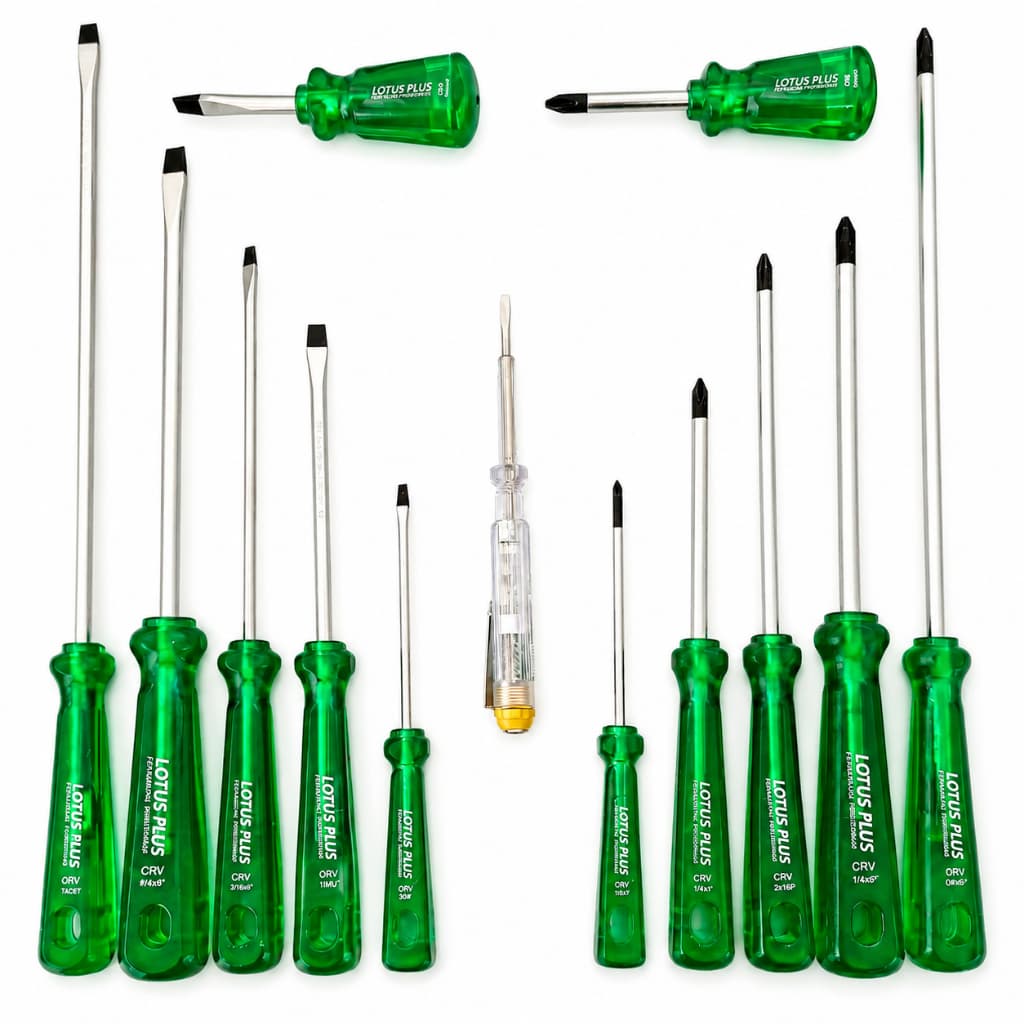 KIT CHAVE DE FENDA E PHILIPS 12 PEÇAS LOTUS PLUS PROFISSIONAL + CHAVE TESTE BRINDE