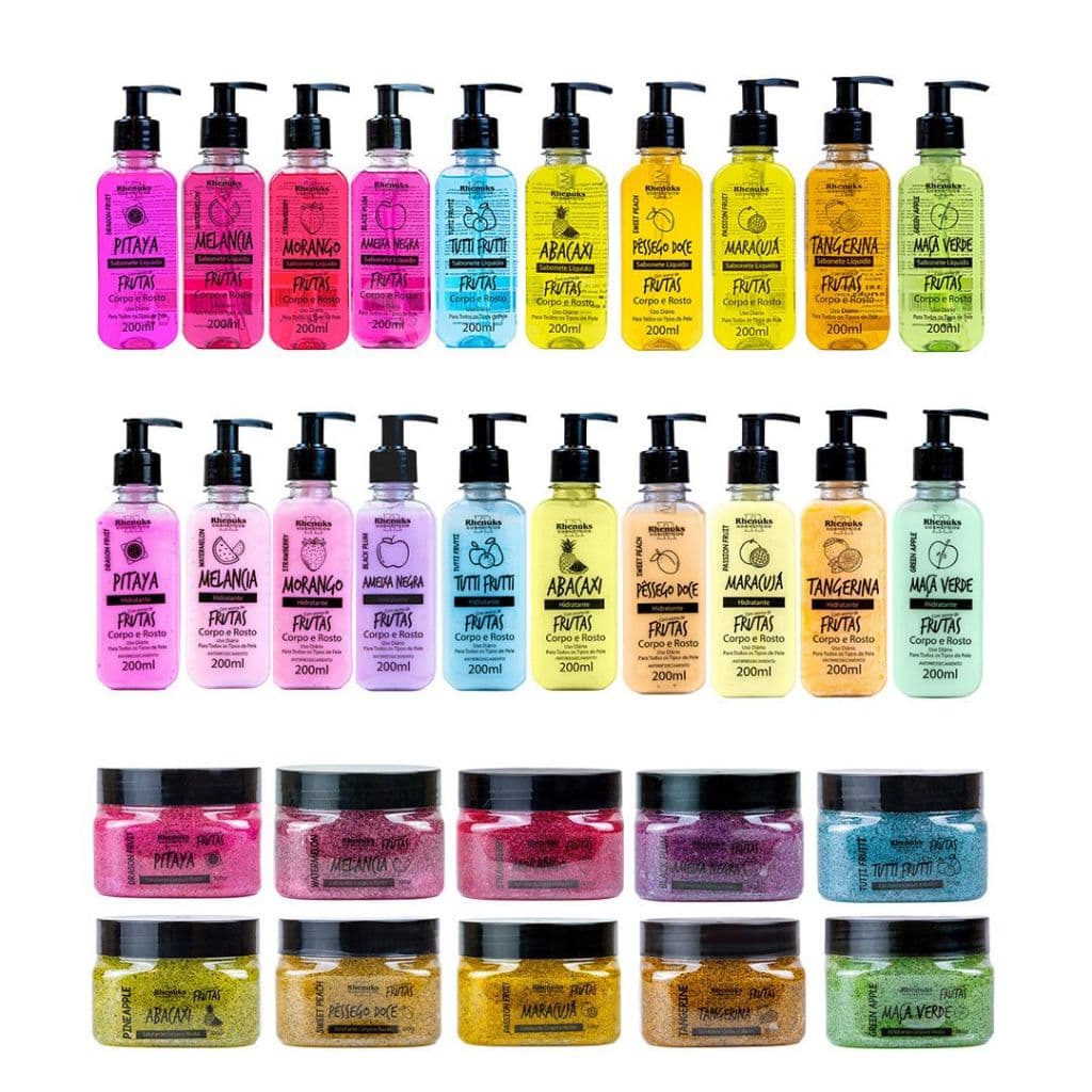 KIT BANHO PREMIUM SABONETE, HIDRATANTE E ESFOLIANTE LIQUIDO MISTO RHENUKS-CX COM 30
