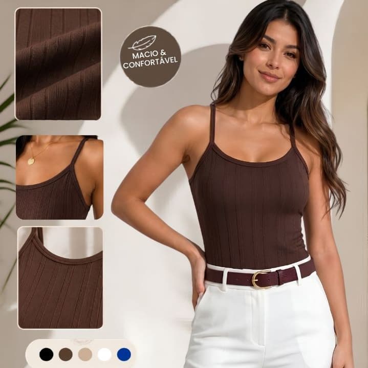 Regata Feminina com Bojo Ribana Canelada Premium Blusa Feminina Confortável