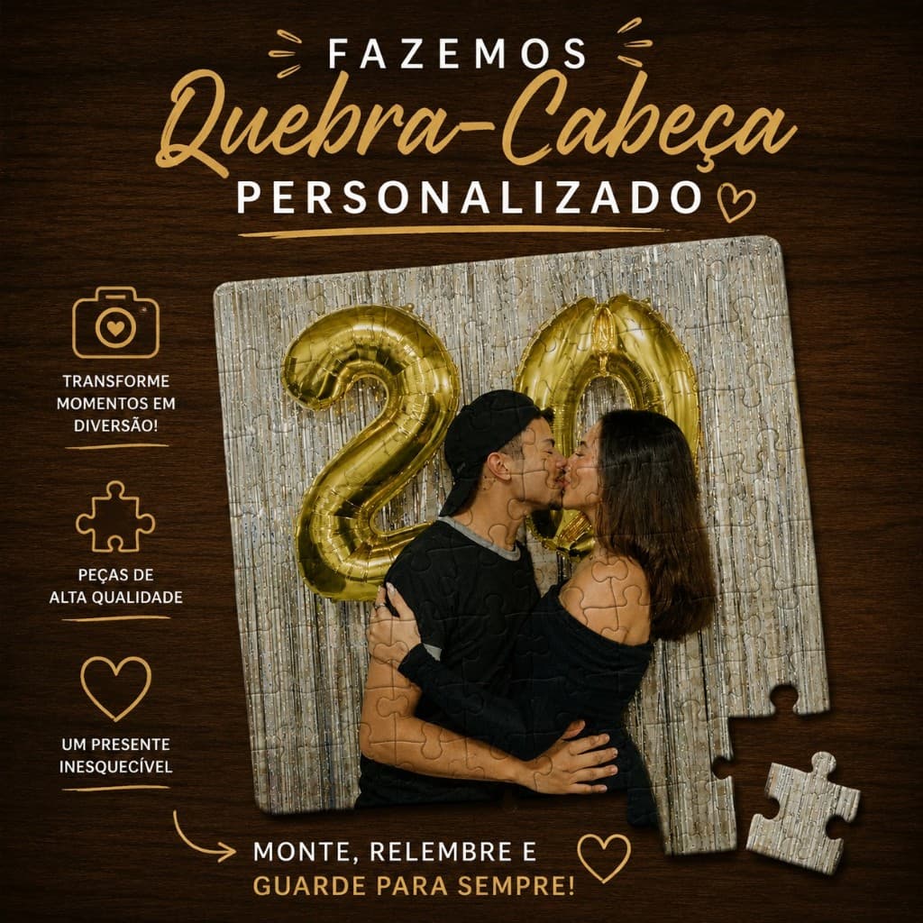 Quebra Cabeça Personalizado Com 25/60/99 Peças Personalize do seu jeito Tamanho 21x29,7cm