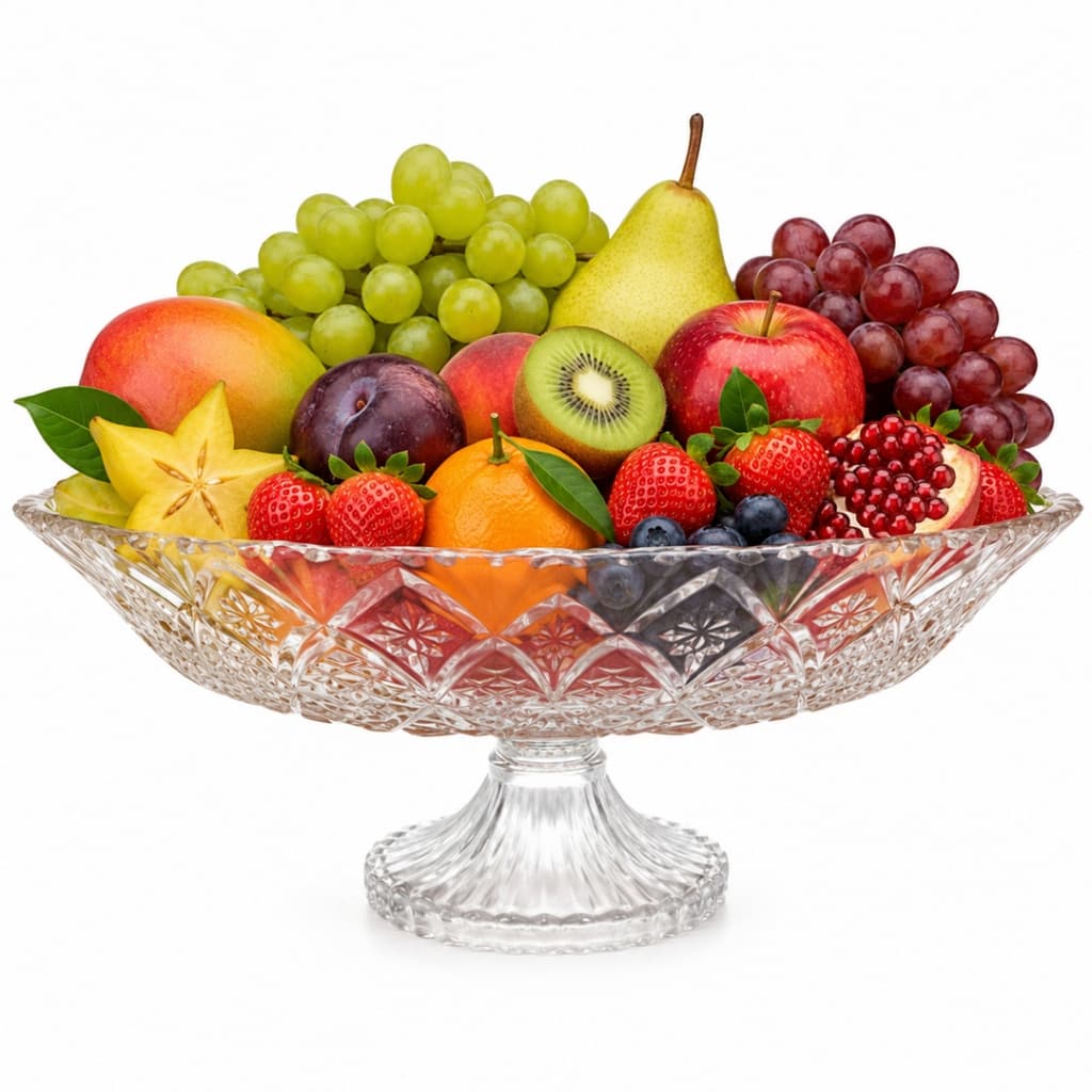 Fruteira De Vidro Resistente Centro De Mesa Decorativo Redonda Pé Elegante Luxo