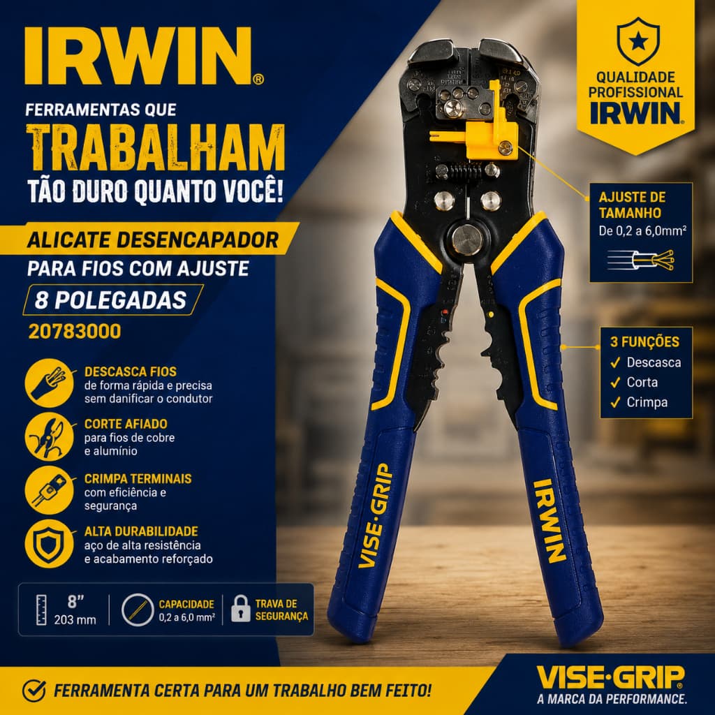 Irwin Alicate Desencapador Para Fios Com Ajuste 8 Polegadas Profissional 20783000