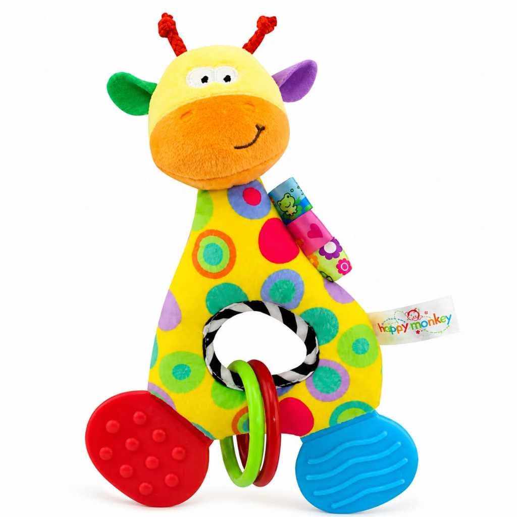 Mordedor Chocalho De Beb锚 Girafa Girafinha Pel煤cia Fofinho Happy Monkey