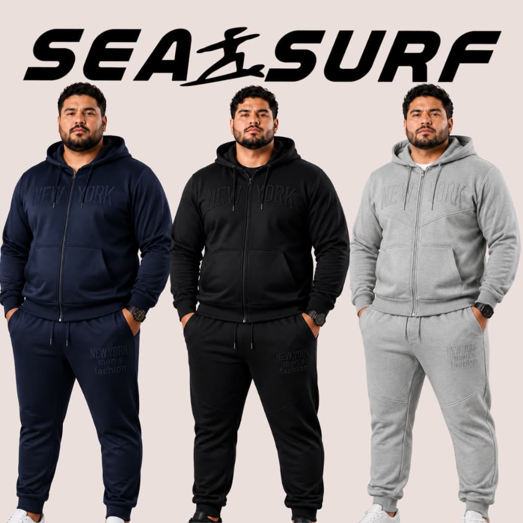 Conjunto Masculino Plus Size Casual Tecido Quente Com Capuz e Ajuste em Cordão