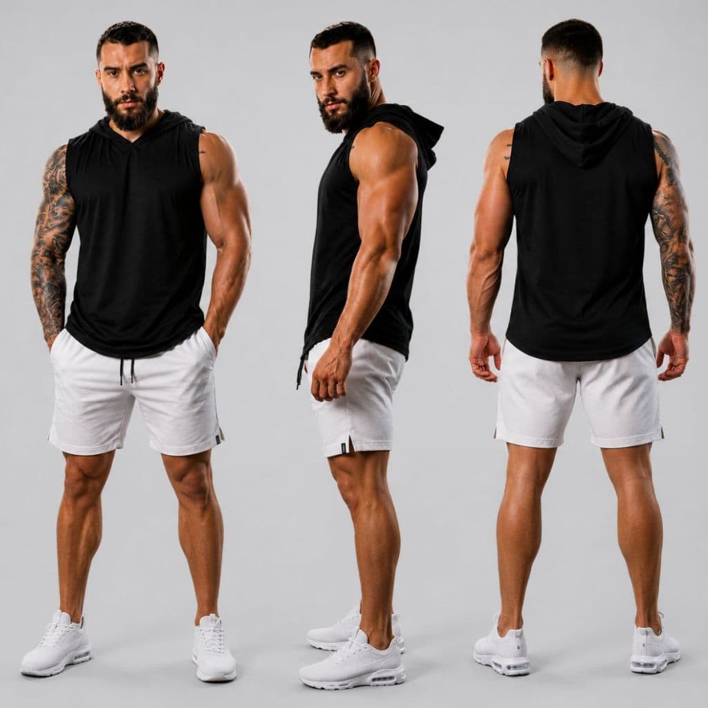 Regata Masculina Com Capuz Para Academia Lisa Musculação Fitness