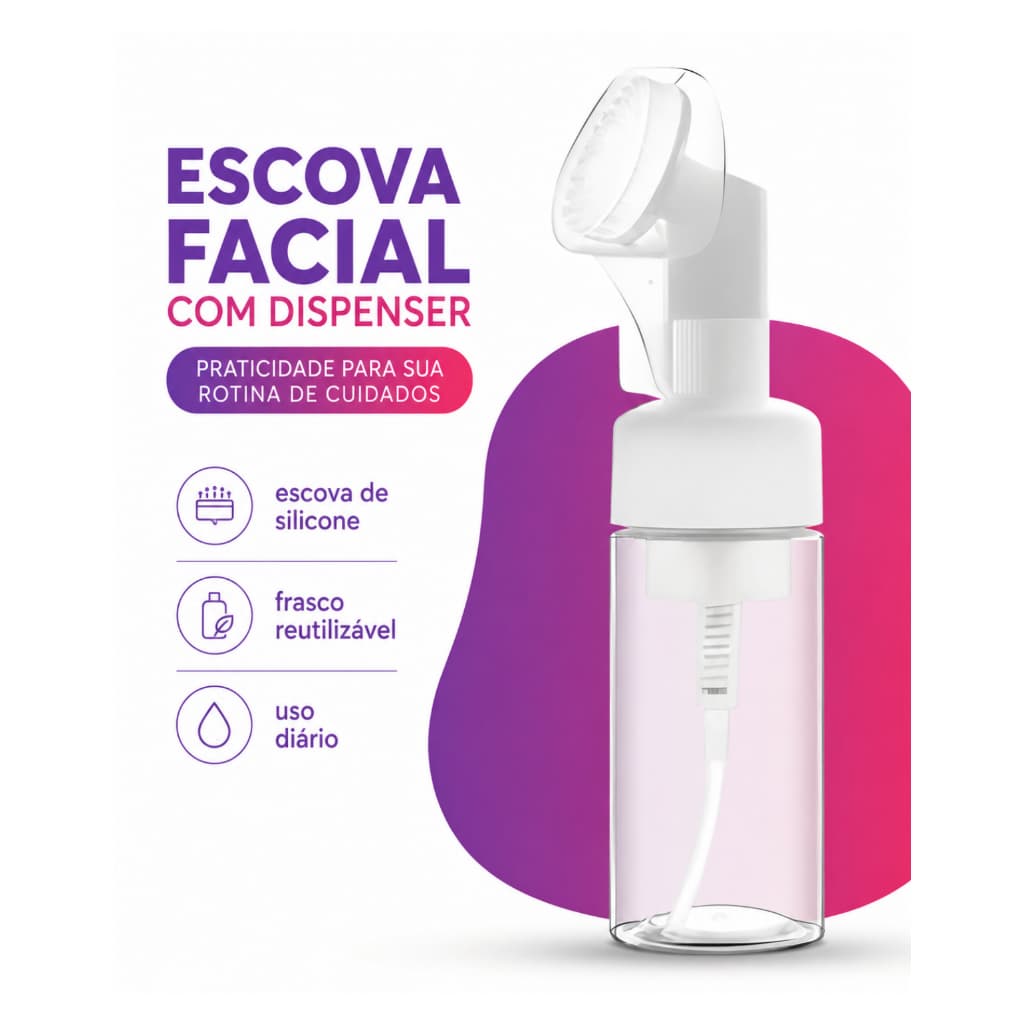 Frasco Pump Espumador Facial Silicone 100ml Limpeza Profunda Econômica Massageadora