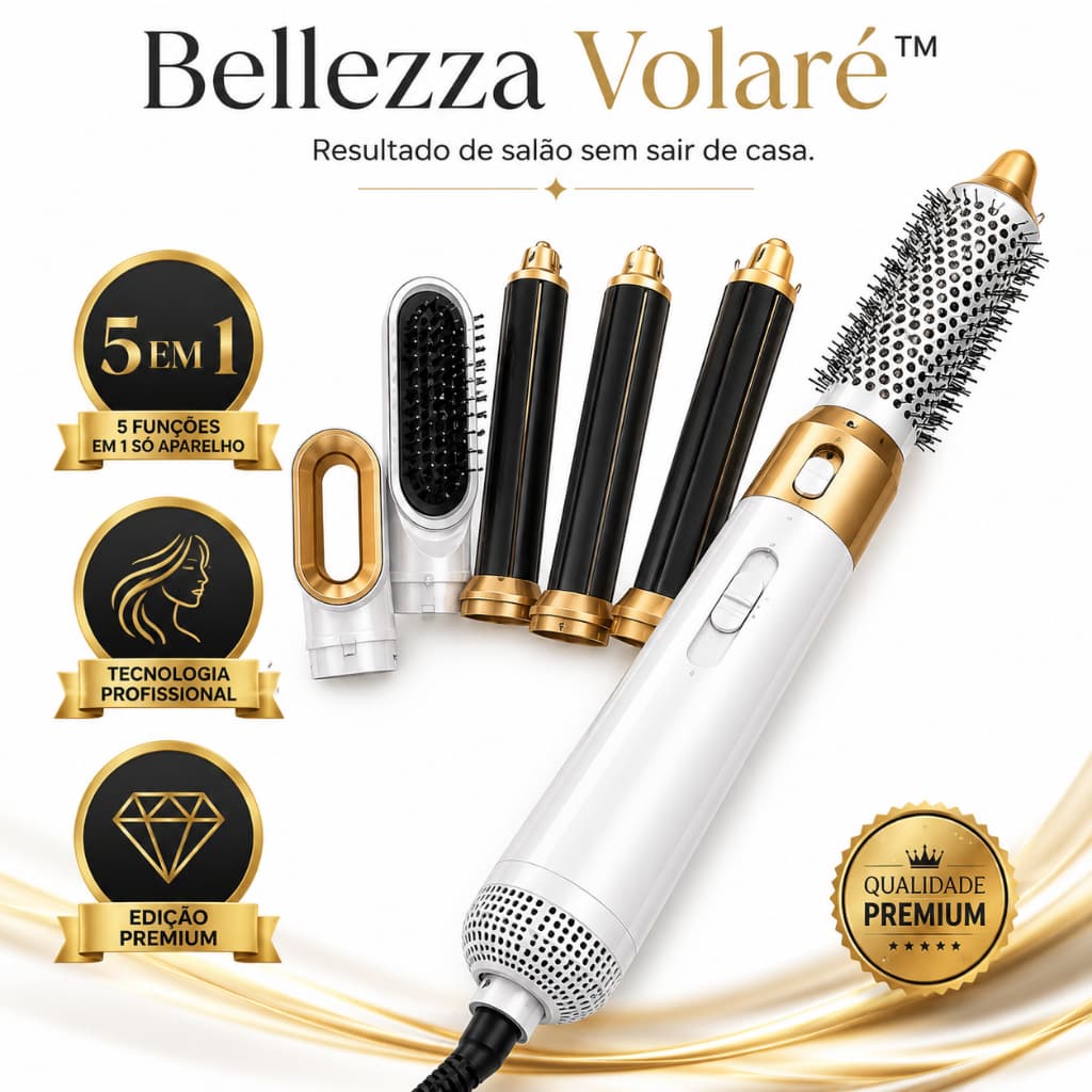 Escova Secadora 5 em 1 Profissional 110V Seca Alisa Modela Dá Volume e Penteia Premium