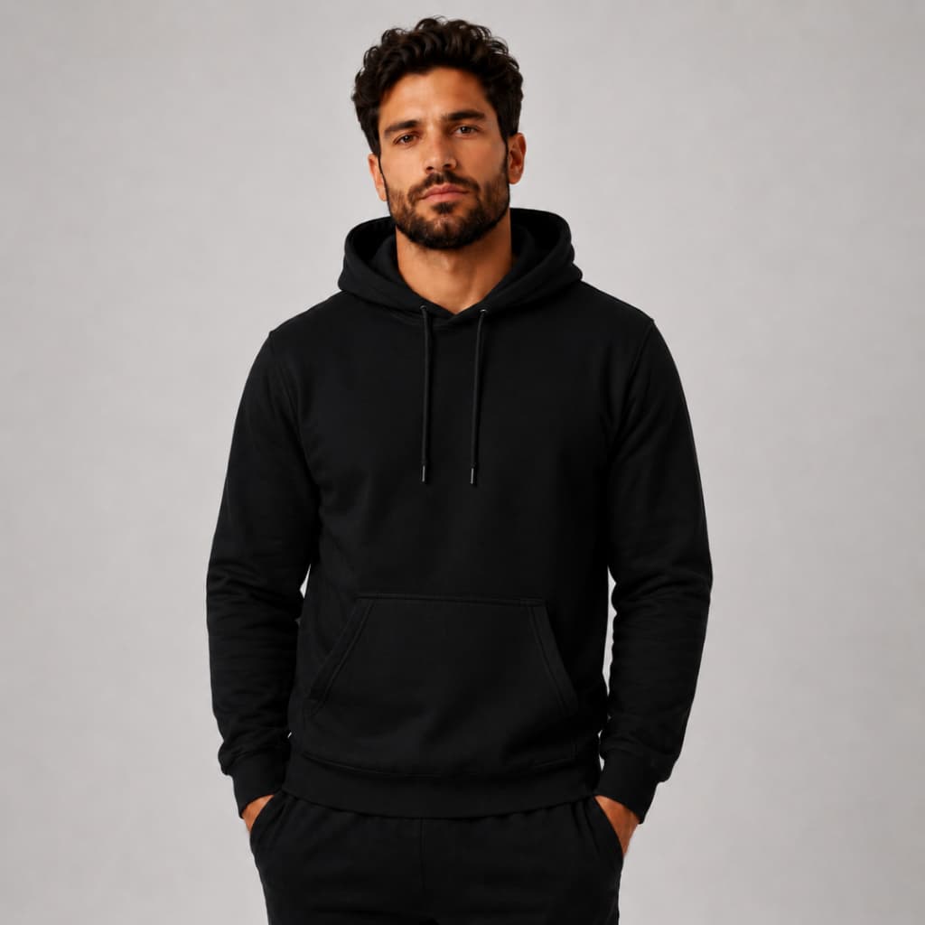 Moletom Canguru Unissex Com Capuz Estilo Inverno Suéter Preto Com Bolso
